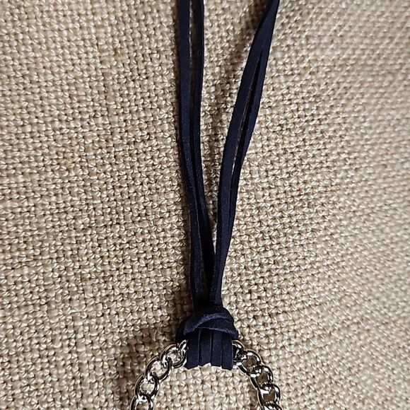 C1946 Long Silver, Navy & Black Drop Statement  Necklace - Picture 8 of 8
